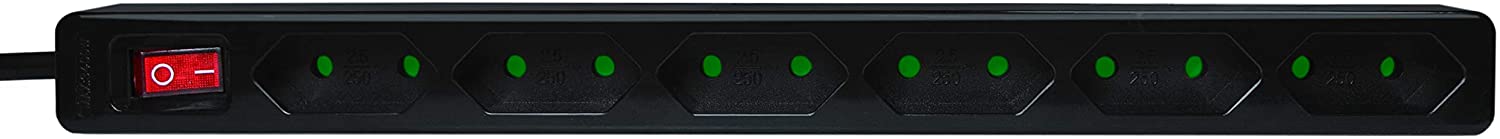 Multipresa 6 Posti Design Salvaspazio Nero - Logilink IUPS-PCP-6EBK