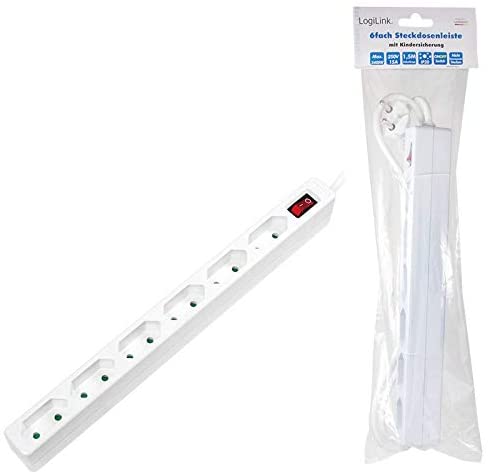 Multipresa 6 Posti Design Salvaspazio Bianco - Logilink IUPS-PCP-6EWH