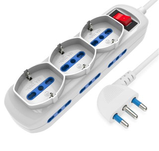 Presa Multipla 9 Uscite 6 Bipasso + 3 Bipasso/Schuko con Interruttore - Techly IUPS-PCP-6I3SA