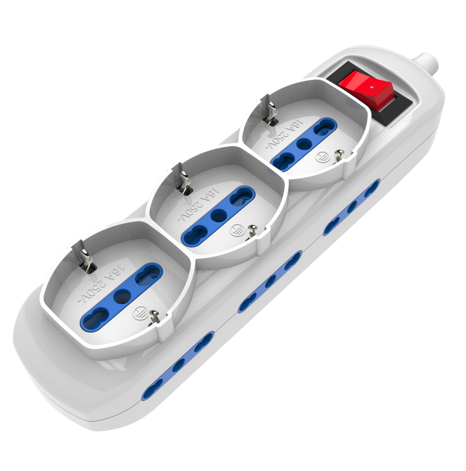 Presa Multipla a 6 Posti 10/16A Bipasso e 3 10/16A Bipasso Schuko con Interruttore - Techly IUPS-PCP-6I3SA