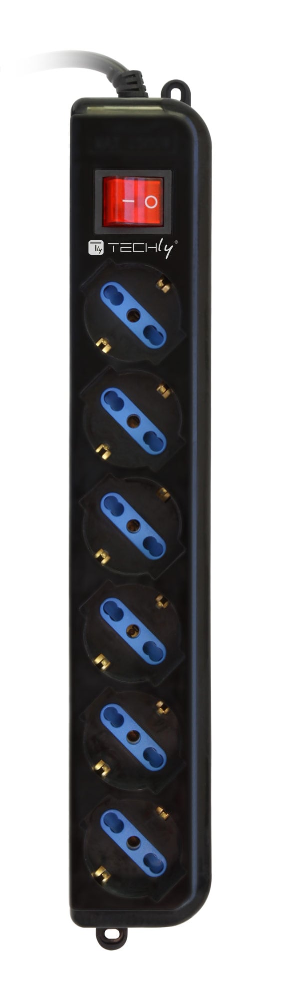 Multipresa 6 Posti Italiana Bipasso con Spina VDE Nero - Techly IUPS-PCP-6V