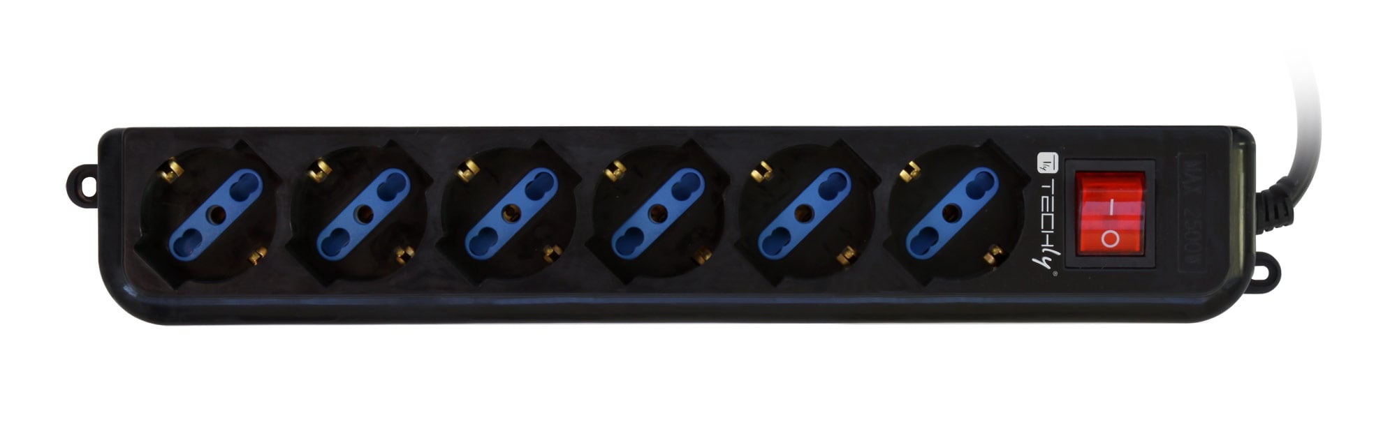 Multipresa 6 Posti Italiana Bipasso con Spina VDE Nero - Techly IUPS-PCP-6V