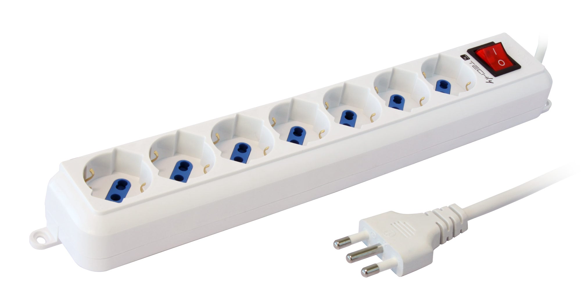 Multipresa 7 Posti Italiana Bipasso / Schuko Cavo 3m - Techly IUPS-PCP-7L3