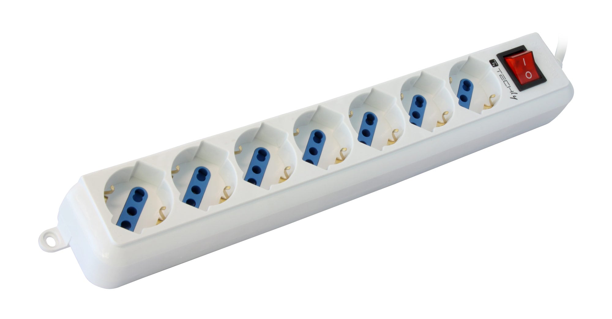 Multipresa 7 Posti Italiana Bipasso / Schuko Cavo 3m - Techly IUPS-PCP-7L3