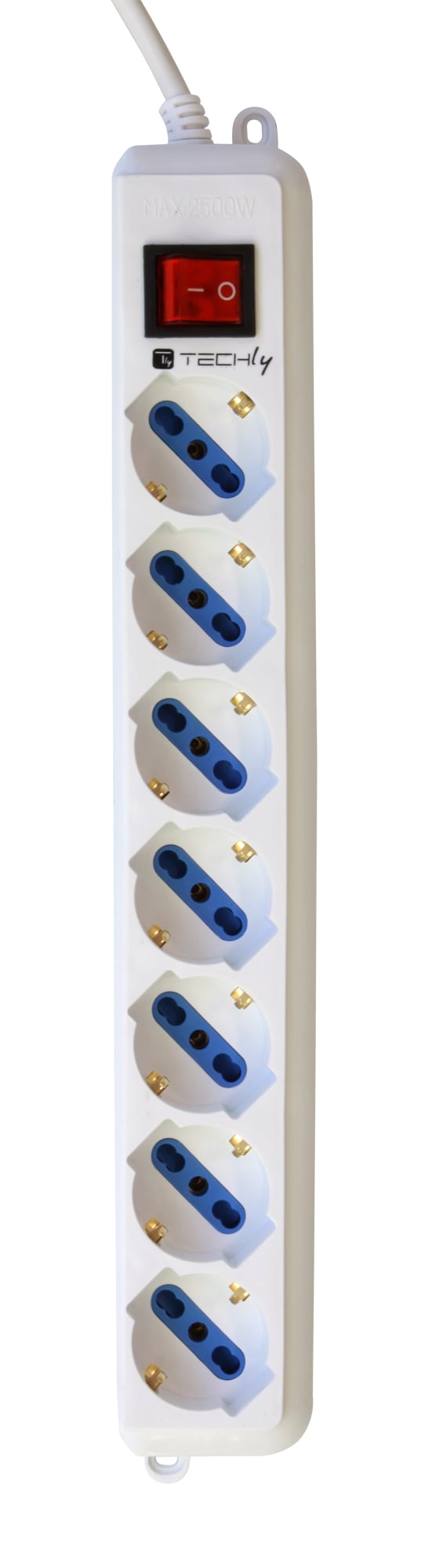 Multipresa 7 Posti Italiana Bipasso / Schuko Cavo 3m - Techly IUPS-PCP-7L3