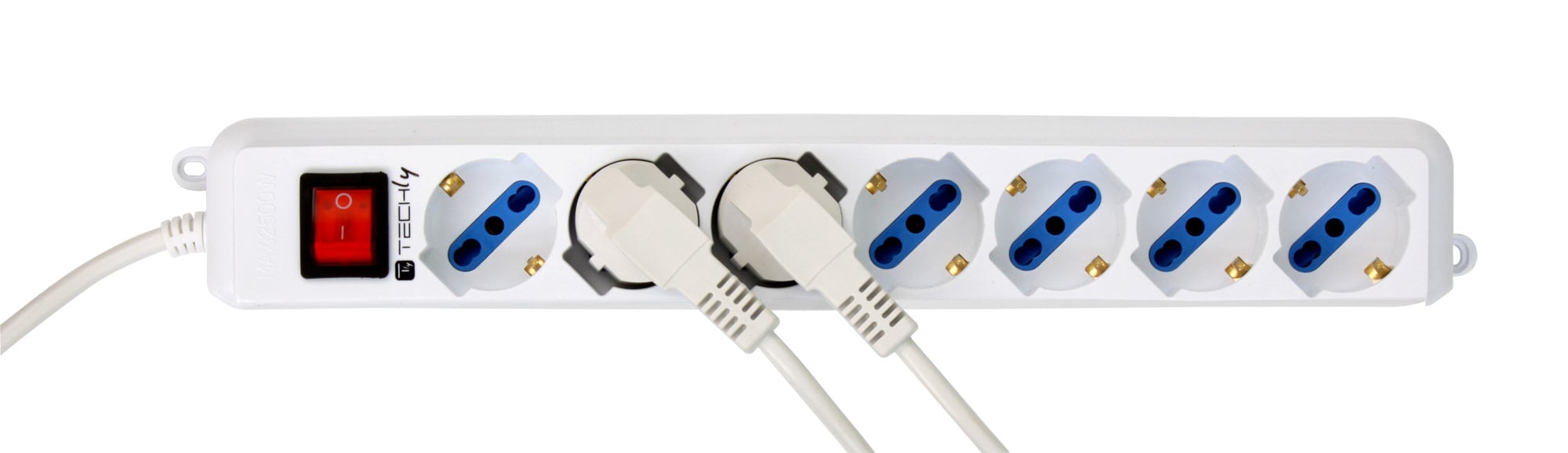 Multipresa 7 Posti Italiana Bipasso / Schuko Cavo 5m - Techly IUPS-PCP-7L5