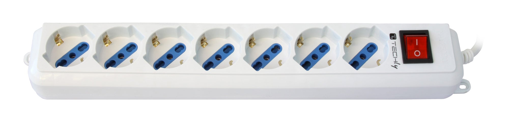 Multipresa 7 Posti Italiana Bipasso / Schuko Cavo 5m - Techly IUPS-PCP-7L5