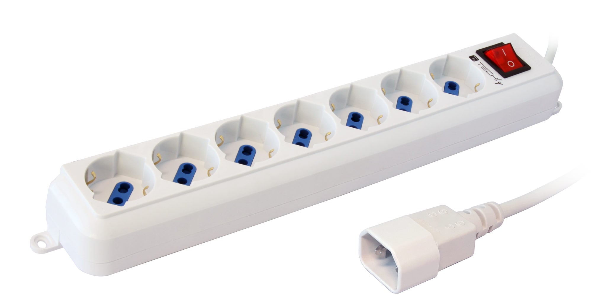 Multipresa 7 Posti Italiana Bipasso con Spina VDE Bianca - Techly IUPS-PCP-7V