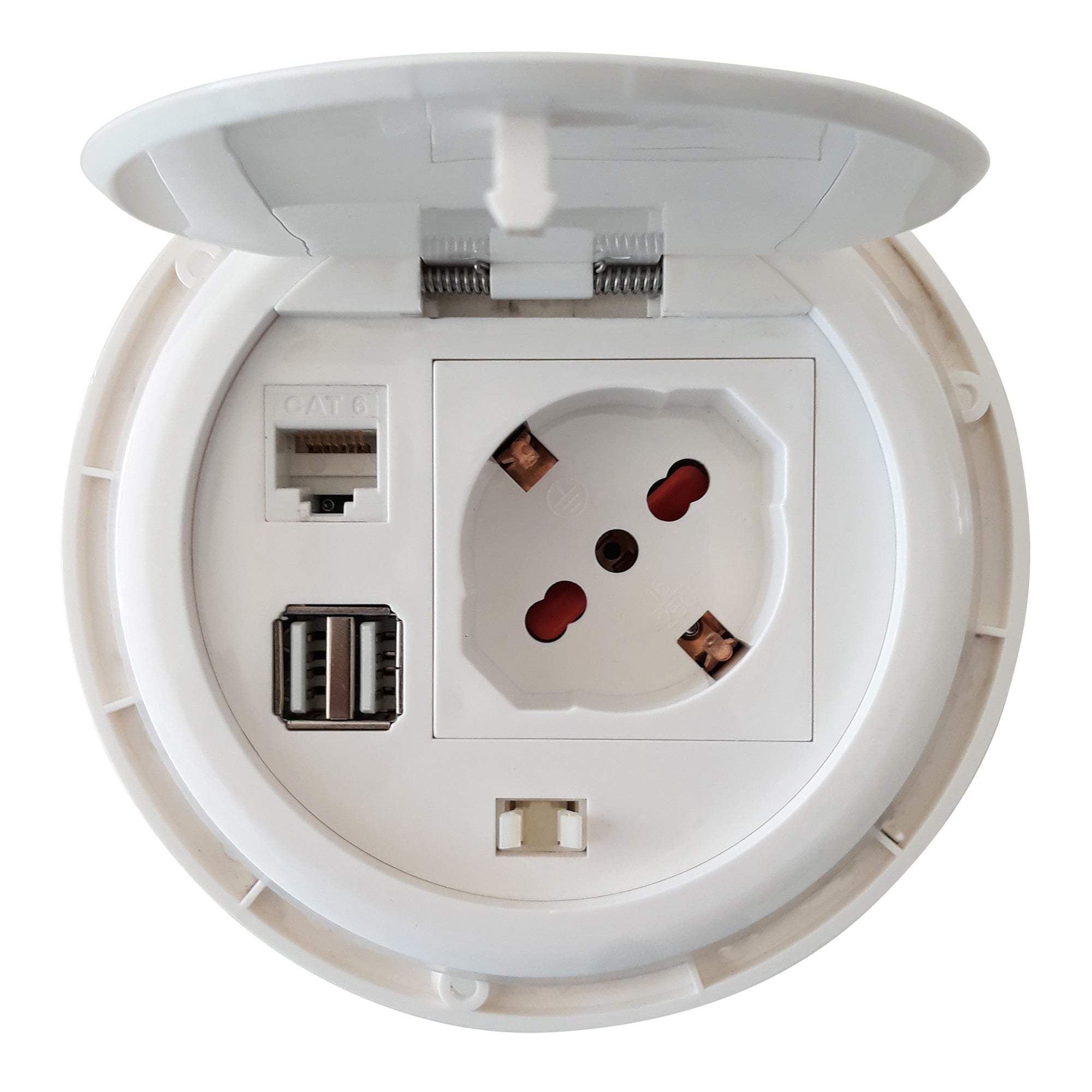 Presa da Scrivania ad Incasso con 2 prese USB e RJ45 con Coperchio - Techly IUPS-PCP-81U2URJ