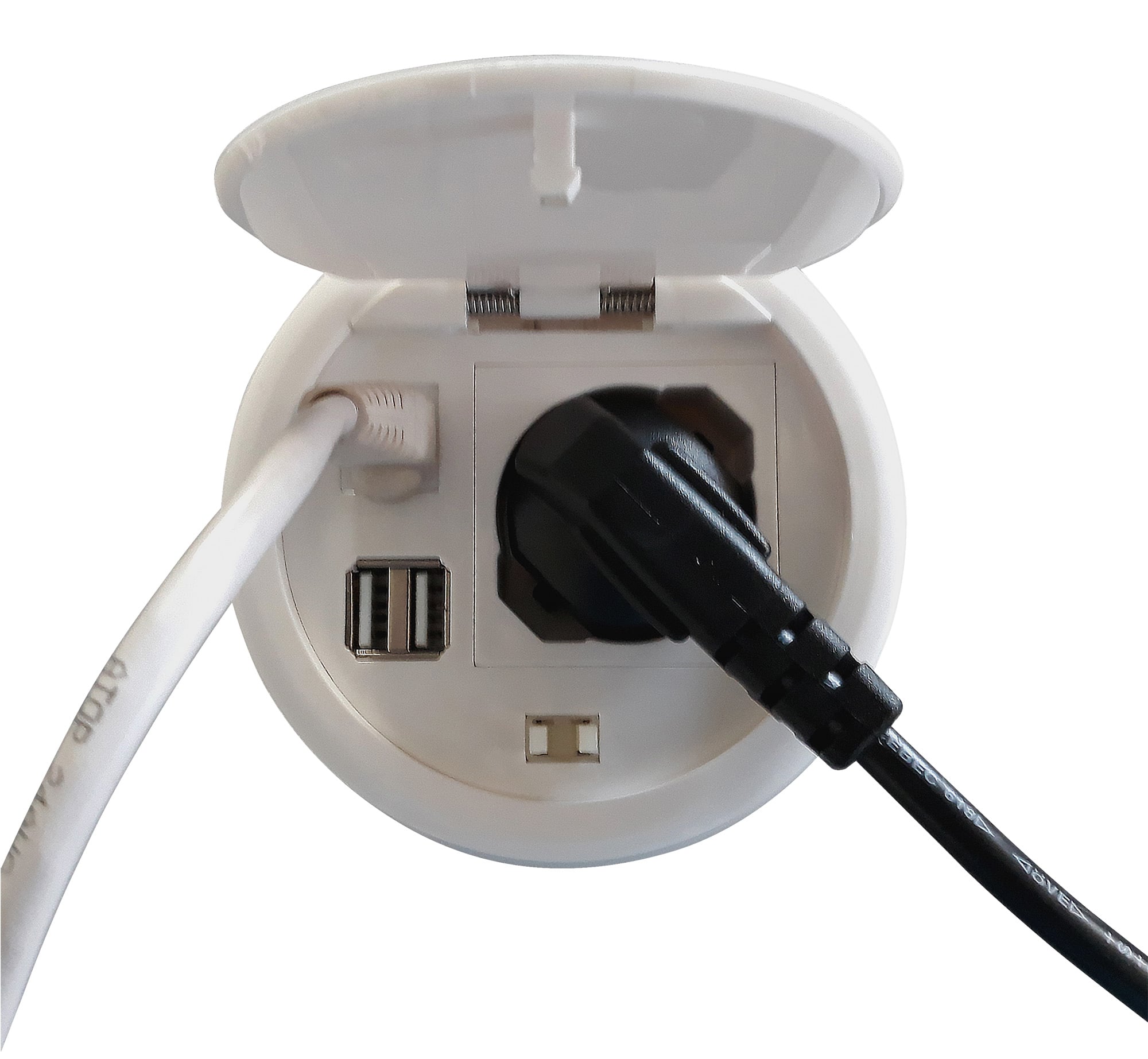 Presa da Scrivania ad Incasso con 2 prese USB e RJ45 con Coperchio - Techly IUPS-PCP-81U2URJ