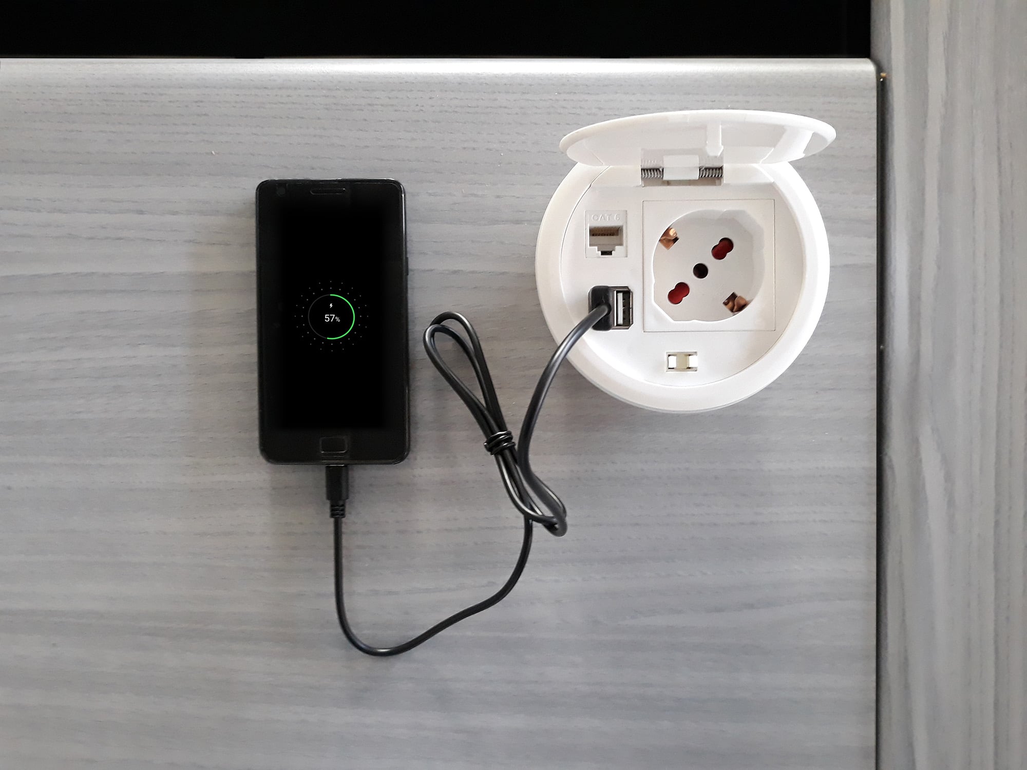 Presa da Scrivania ad Incasso con 2 prese USB e RJ45 con Coperchio - Techly IUPS-PCP-81U2URJ