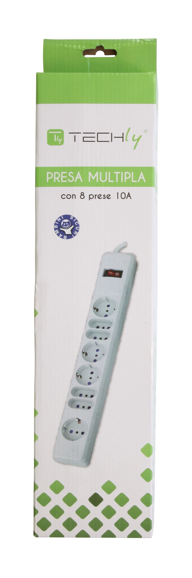 Multipresa 8 Posti Italiana 10A / Schuko Grigio - Techly IUPS-PCP-8GY