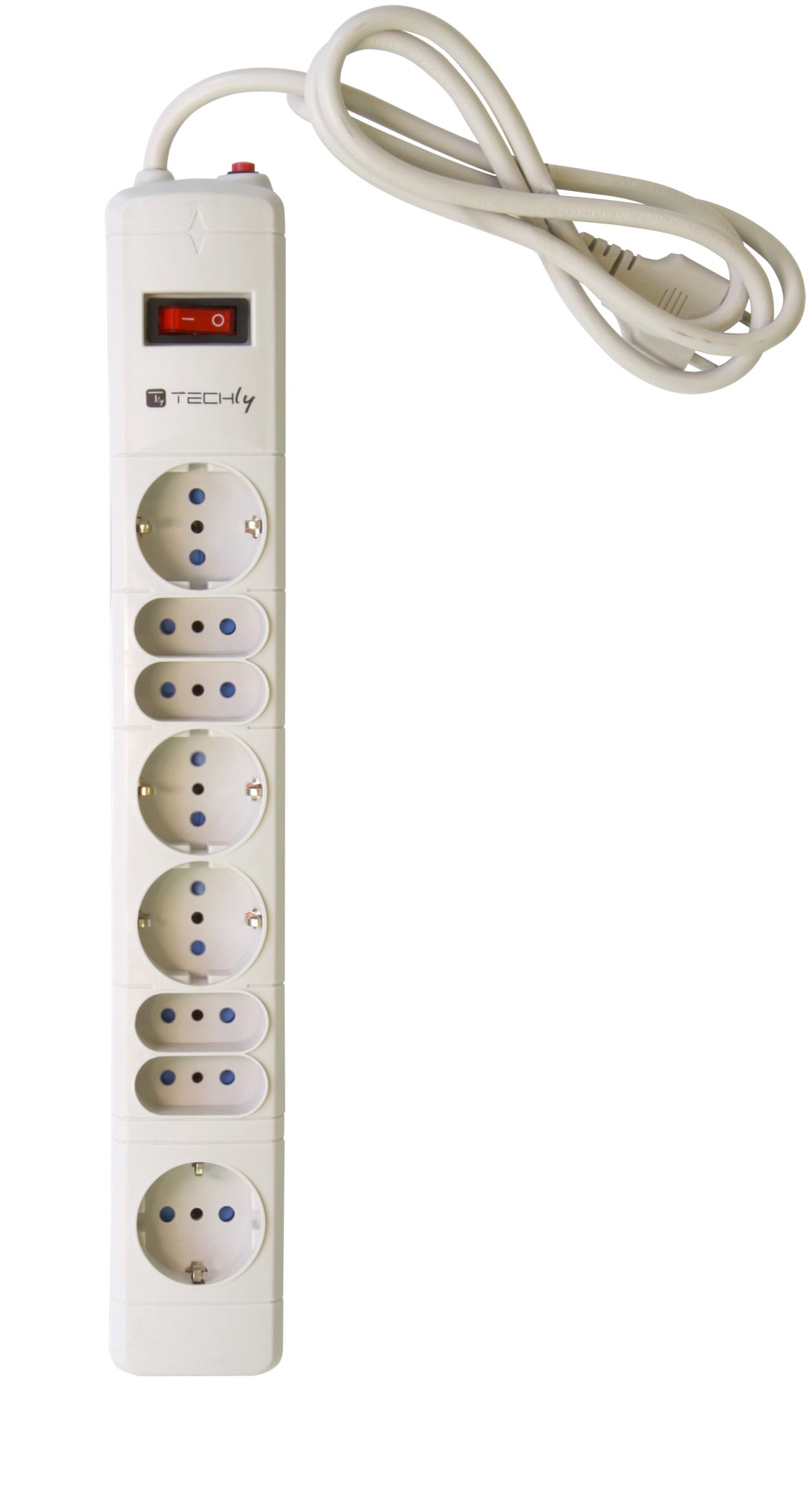 Multipresa 8 Posti Italiana 10A / Schuko Grigio - Techly IUPS-PCP-8GY