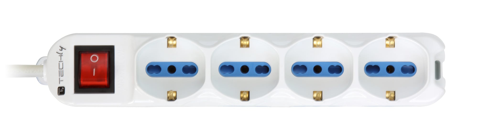 Multipresa 8 Posti Italiana Bipasso / 4 Schuko con Interruttore - Techly IUPS-PCP-8I4S-INT