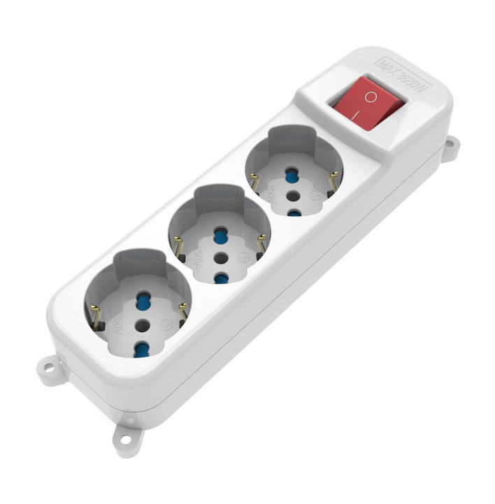 Multipresa 3 Posti Italiana Bipasso/Schuko con Spina 16A Angolata - Techly IUPS-PCP-A3