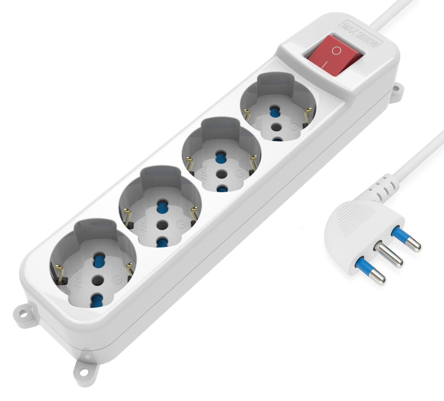 4 Multi-seat Italian seats Bipasso/Schuko with Plug 16 A Angolata - Techly IUPS-PCP-A 4