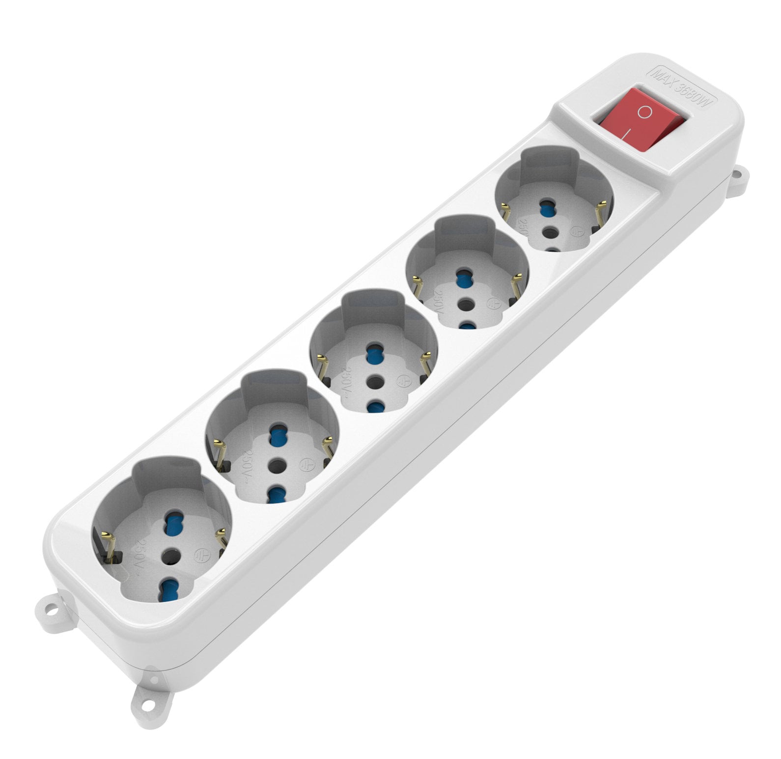 Multipresa 5 Posti Italiana Bipasso / Schuko con spina 16A angolata - Techly IUPS-PCP-A5