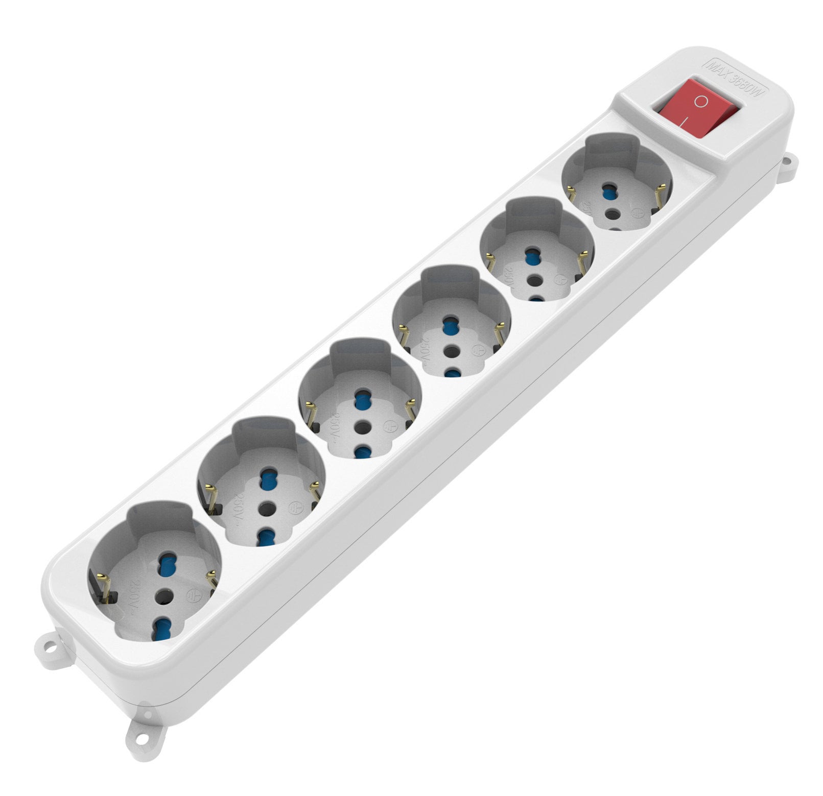 Multipresa 6 Posti Italiana Bipasso / Schuko con spina 16A angolata - Techly IUPS-PCP-A6