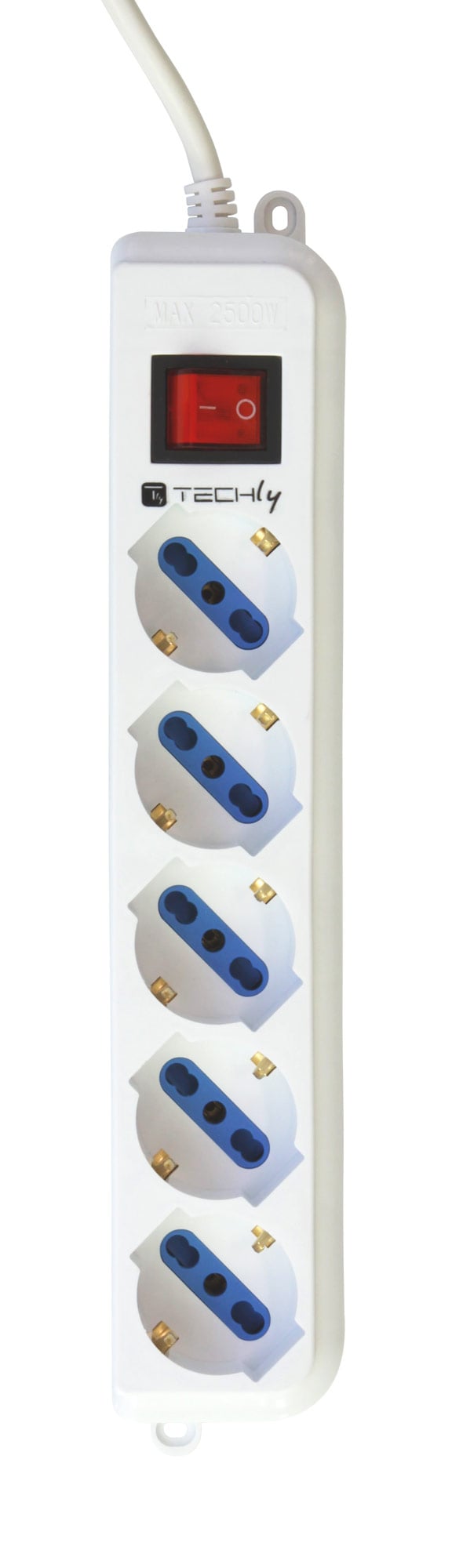 Multipresa 5 Posti Italiana Bipasso / Schuko Spina Angolata - Techly IUPS-PCP-ANG