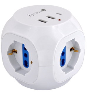 3 Cube Multi-punches Places with 2 USB-A and 1 USB-C QC 3.0 - Techly IUPS-PCP-CUBE- 3 PUBS