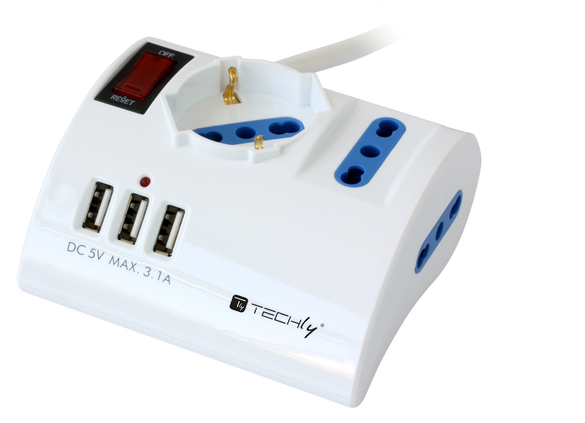 Multipresa da Tavolo 3 Posti con Porte USB - Techly IUPS-PCP-DESK10AP