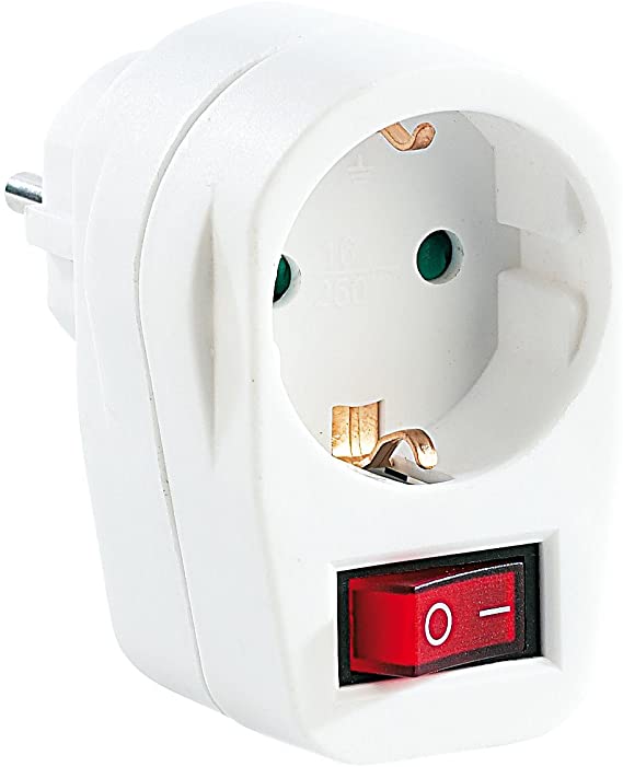 Adattatore con Presa Schuko CEE 7/4 con Interruttore Bianco - Goobay IUPS-PCP-DIS