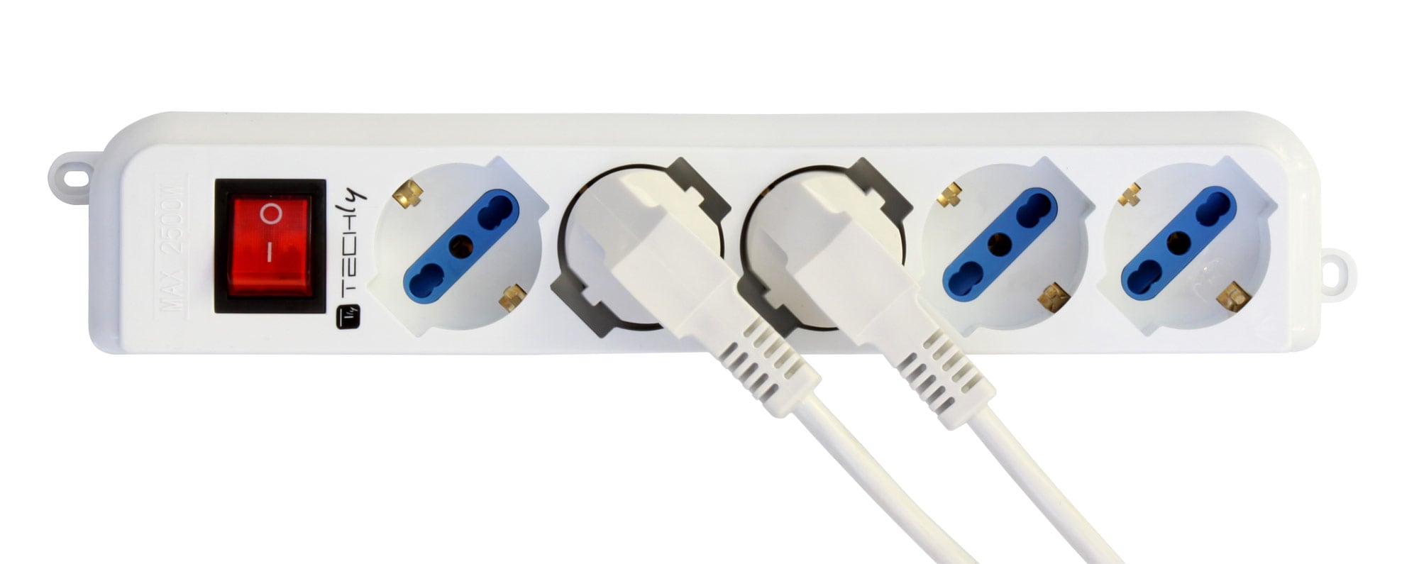 Multipresa 5 Posti Italiana Bipasso / Schuko - Techly IUPS-PCP-LC
