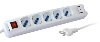 5 Multi-seat Italian seats Bipass with 2 USB sockets - Techly IUPS-PCP-LC 2 U