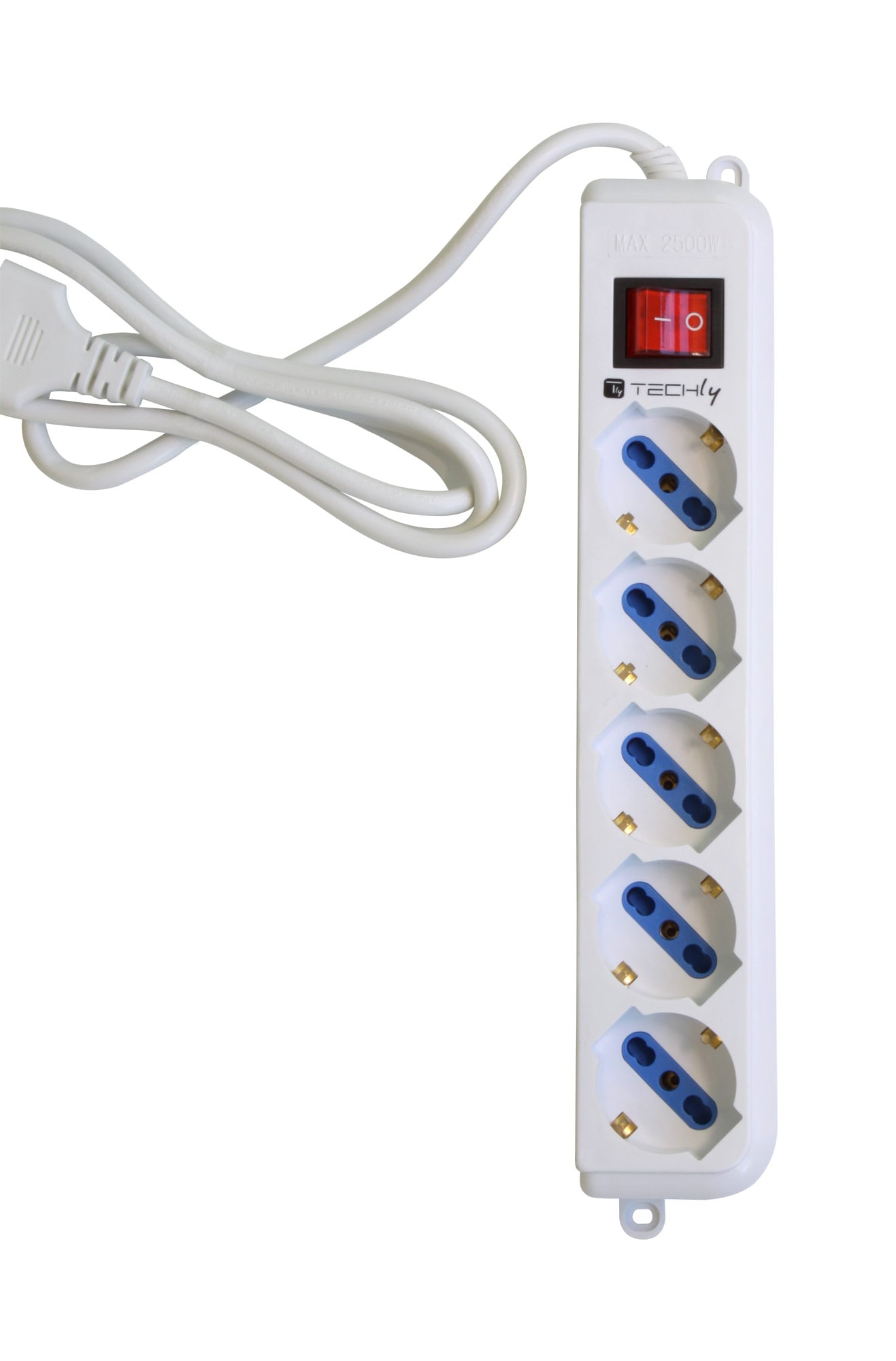 Multipresa 5 Posti Italiana Bipasso / Schuko Cavo 5m - Techly IUPS-PCP-LC5