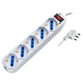 Multipresa 5 Posti Bipasso/Schuko 10A 1,5m Bianco - Techly IUPS-PCP-LCSP10