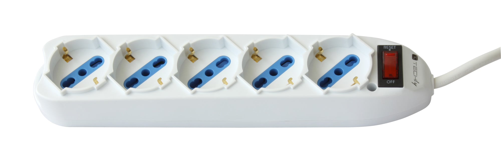 Multipresa 5 Posti Italiana Bipasso / Schuko con spina 10A - Techly IUPS-PCP-LCSP10