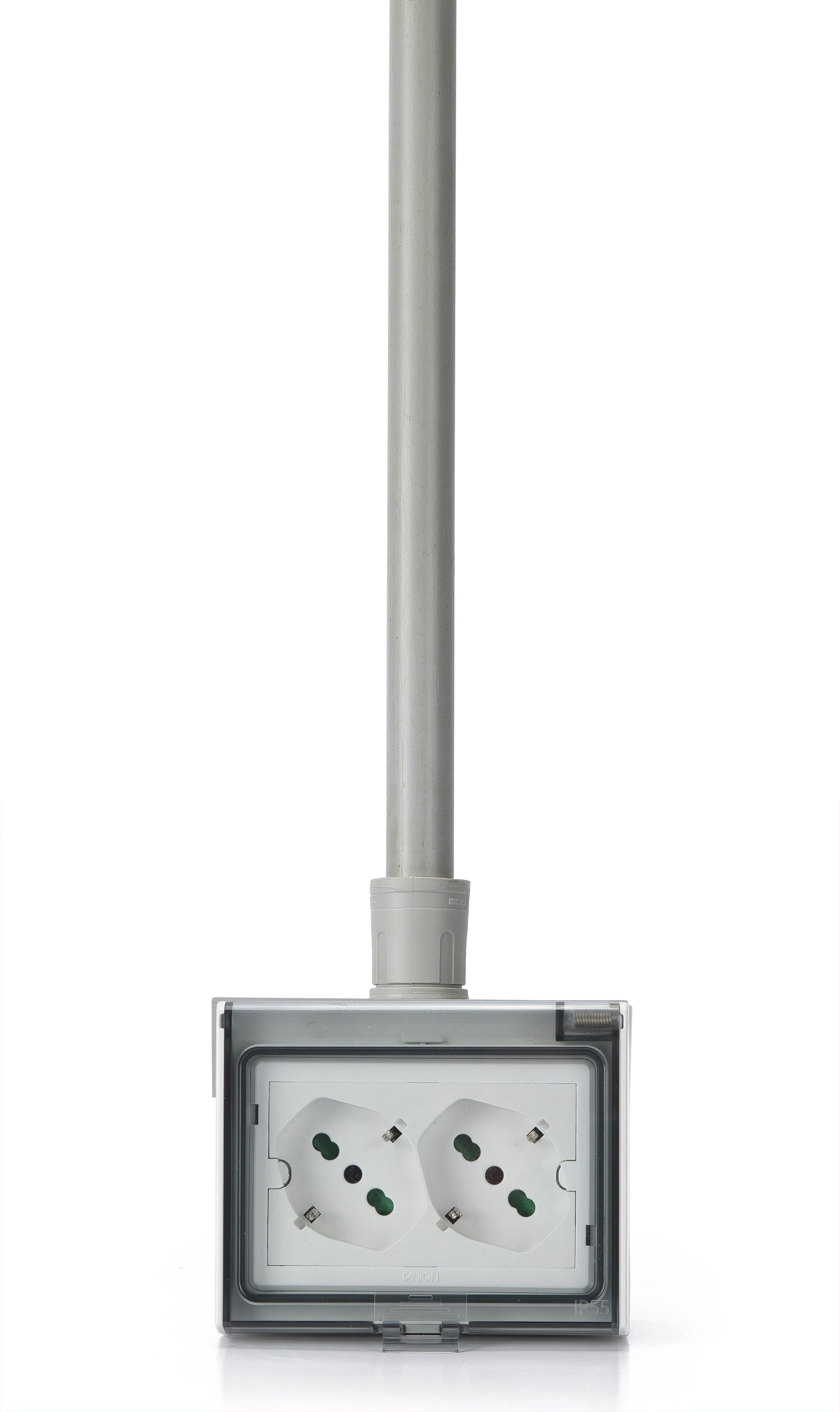 Universal IP 55 Multi-Price with Double Handle Italian Schuko with Wall Box 3 Modules - FME IUPS-PCP-OPE 55
