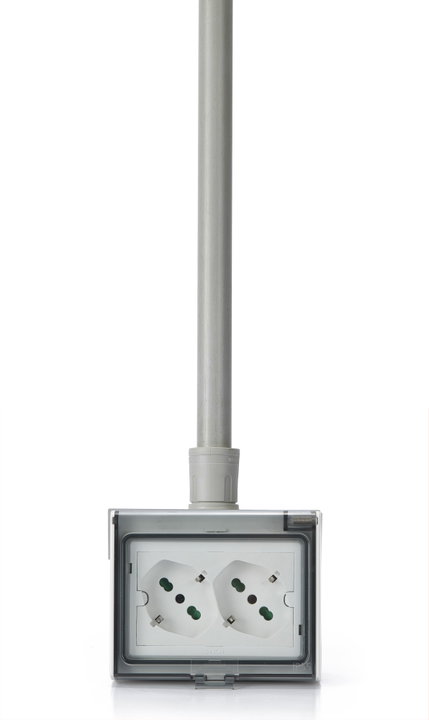 Multipresa Universale IP55 con Doppia Presa Bipasso Italiana Schuko con Scatola da Parete 3 Moduli - FME IUPS-PCP-OPE55