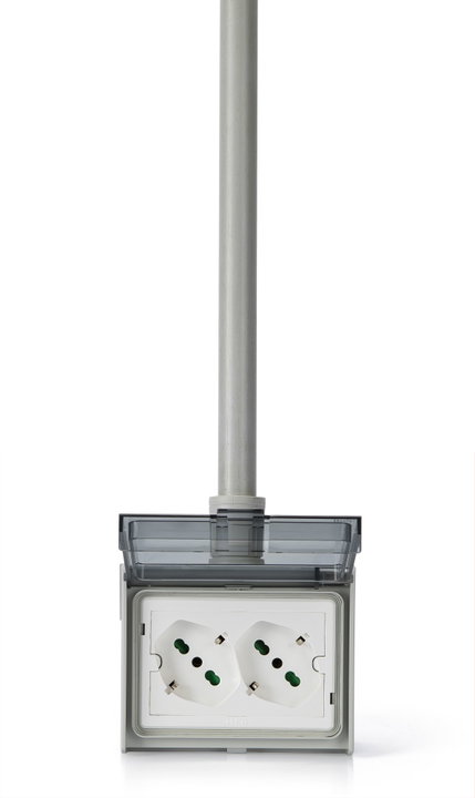 Multipresa Universale IP55 con Doppia Presa Bipasso Italiana Schuko con Scatola da Parete 3 Moduli - FME IUPS-PCP-OPE55