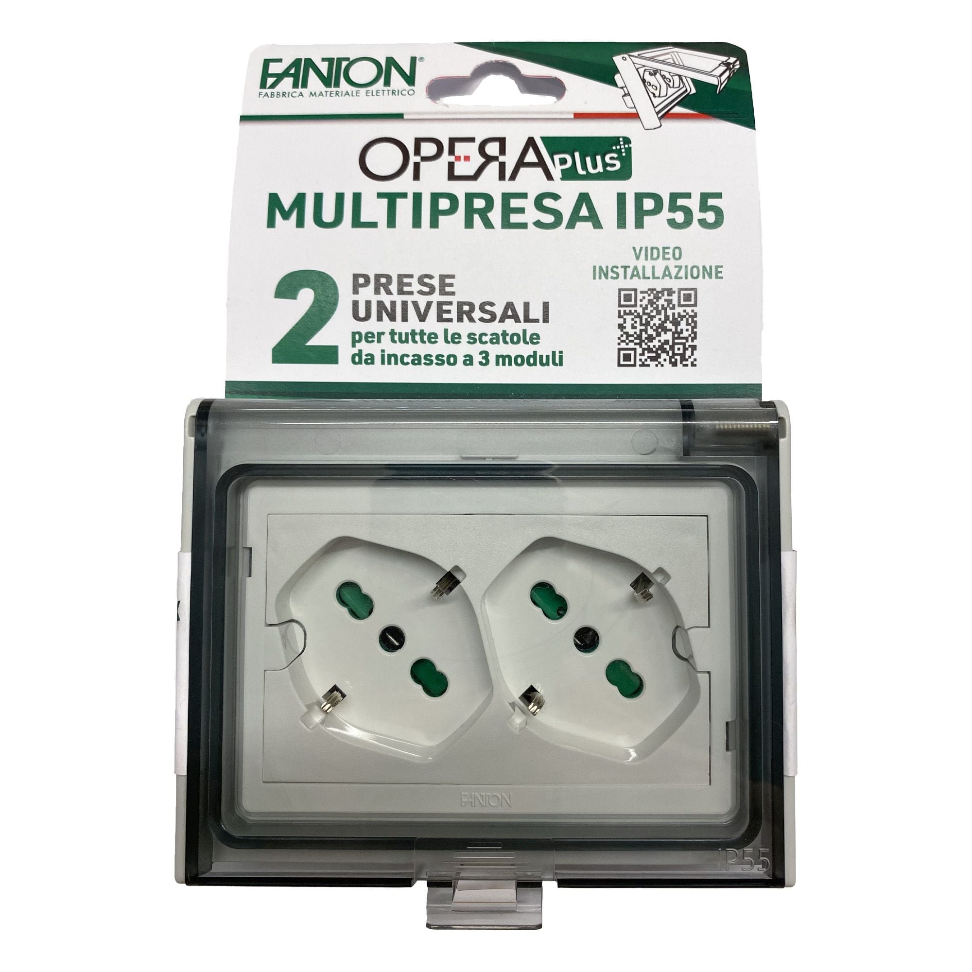 Universal IP 55 Multi-stake from Incasso with Double Handle Italian Schuko Precablata - FME IUPS-PCP-OPE 55 IN