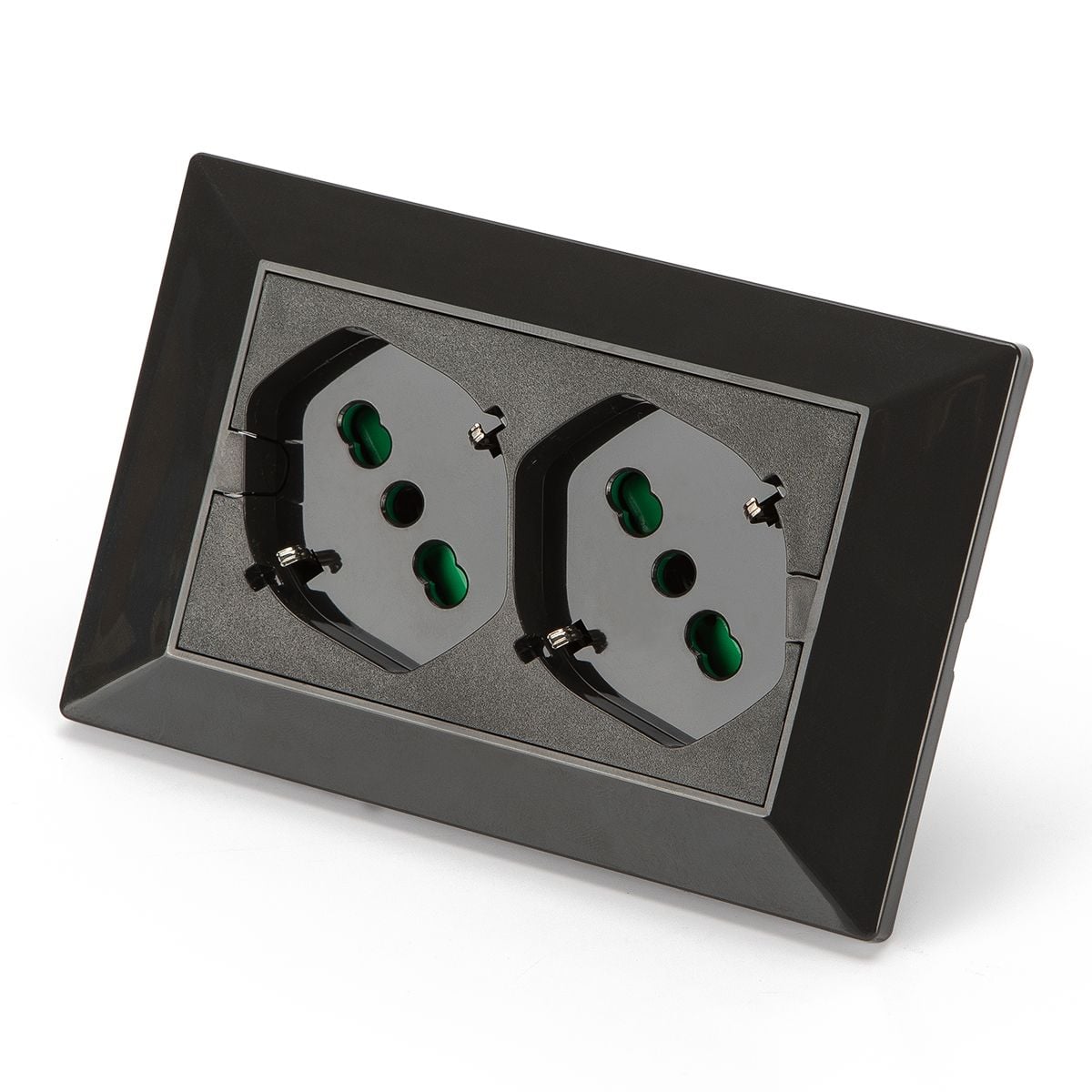Universal Multi-Stake from Incasso with Double Double-Seat Bipasso Italian Schuko Nero - FME IUPS-PCP-OPEB