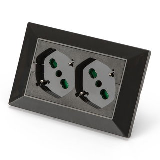 Multipresa Universale da Incasso con Doppia Presa Bipasso Italiana Schuko Nero - FME IUPS-PCP-OPEB