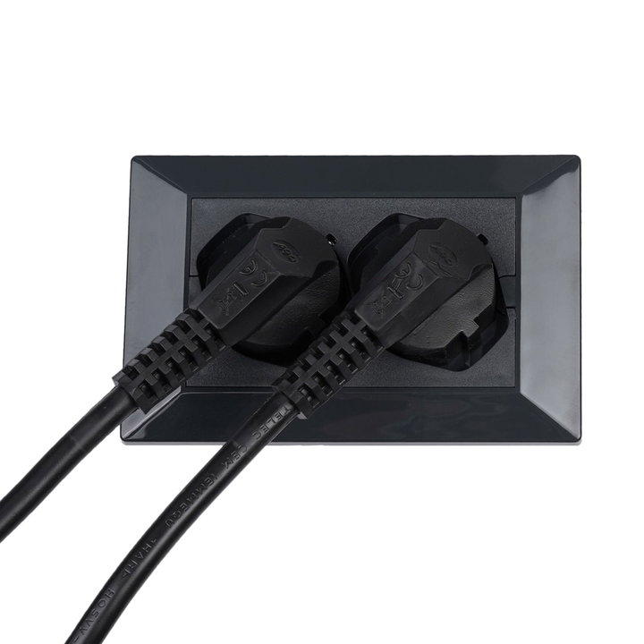 Multipresa Universale da Incasso con Doppia Presa Bipasso Italiana Schuko Nero - FME IUPS-PCP-OPEB