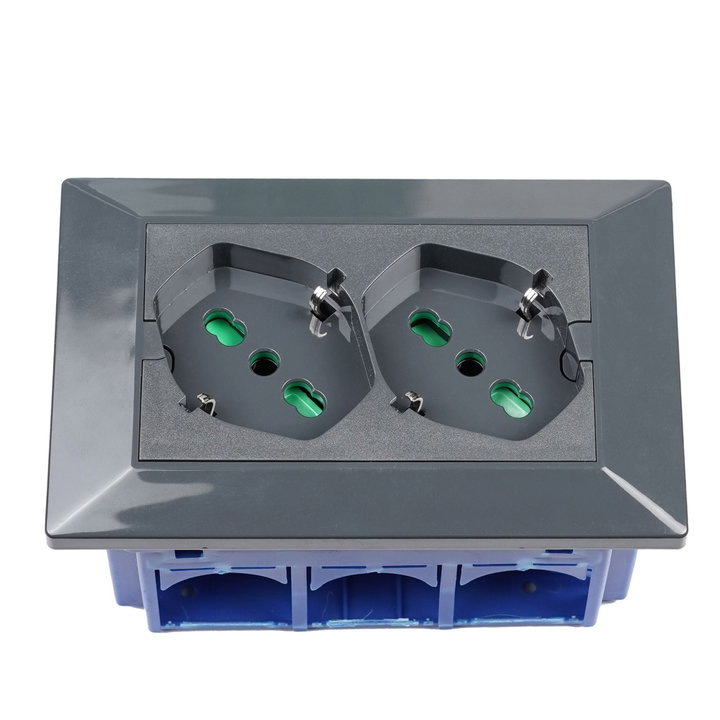 Multipresa Universale da Incasso con Doppia Presa Bipasso Italiana Schuko Nero - FME IUPS-PCP-OPEB