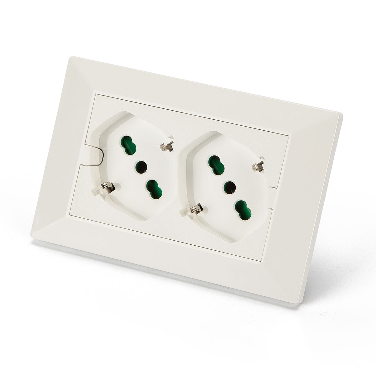 Universal Multi-Stake from Incasso with Double Double-Seat Bipasso Italian Schuko Bianco - FME IUPS-PCP-OPEW