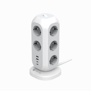 Multipresa da Tavolo Torretta di Alimentazione 11 Prese Schuko 2 USB-A e 2 USB-C - Techly IUPS-PCP-TOWER01
