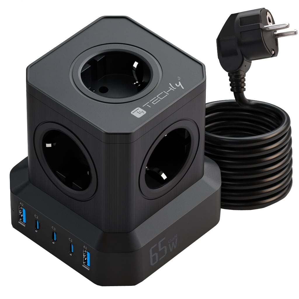 Multipresa da Tavolo USB Cube 5p 2xUSB-A 3xUSB-C™ - Techly IUPS-PCP-TOWER03