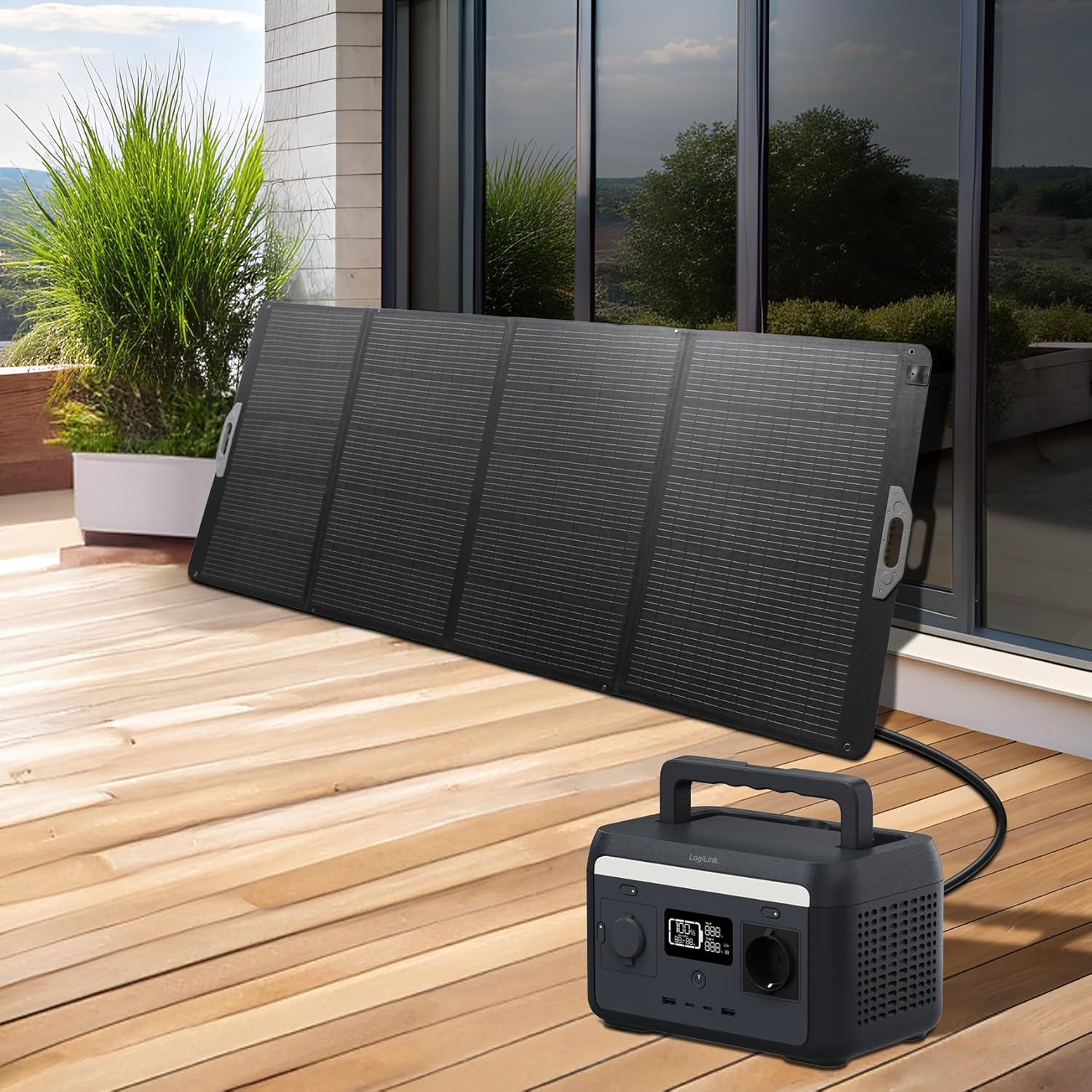 Stazione di Alimentazione Portatile 300W LiFePO4 Batteria Ricarica Solare - Logilink IUPS-PPS300