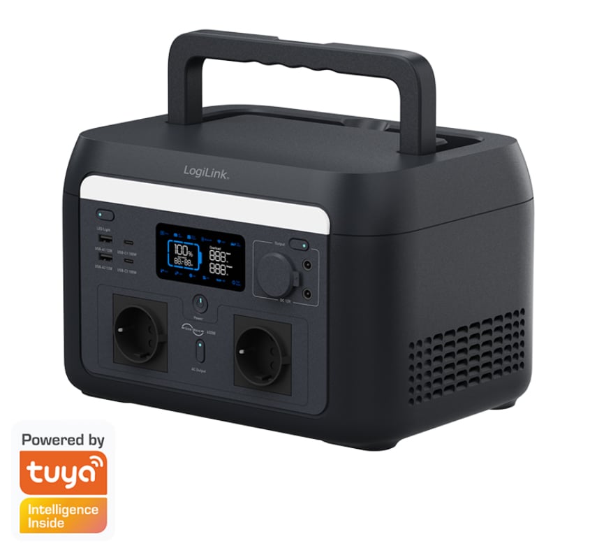 Stazione di Alimentazione Portatile 600W LiFePO4 Batteria Ricarica Solare Tuya - Logilink IUPS-PPS600