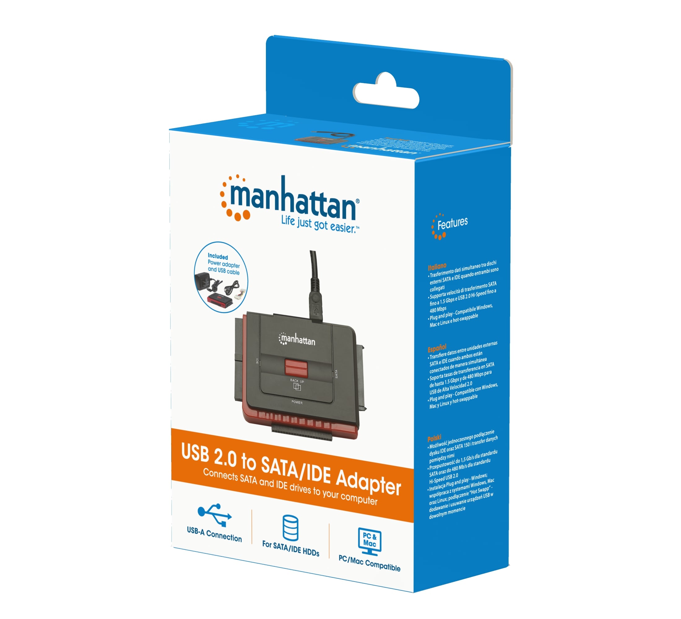 Adattatore Convertitore USB 2.0 Hi-Speed a SATA/IDE - Manhattan IUSB-ADAPT
