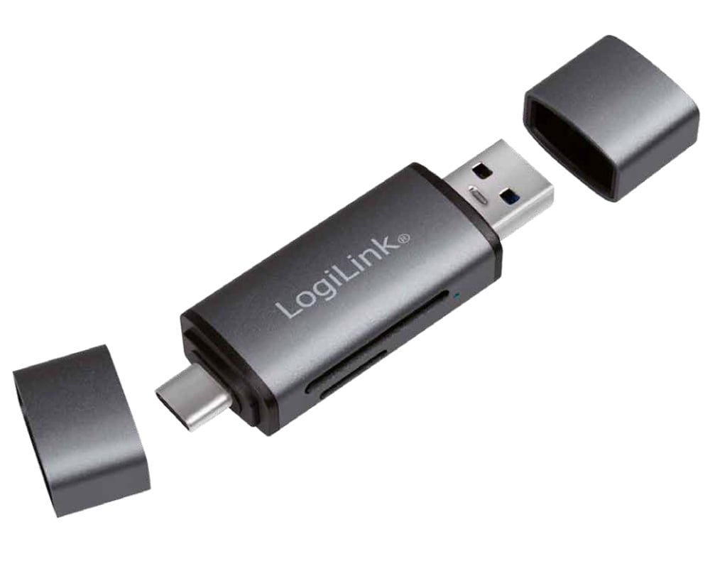 Lettore USB 3.2 Gen 1 di SD e MicroSD con Connessioni USB-C™ e USB A OTG - Logilink IUSB-CARD-043