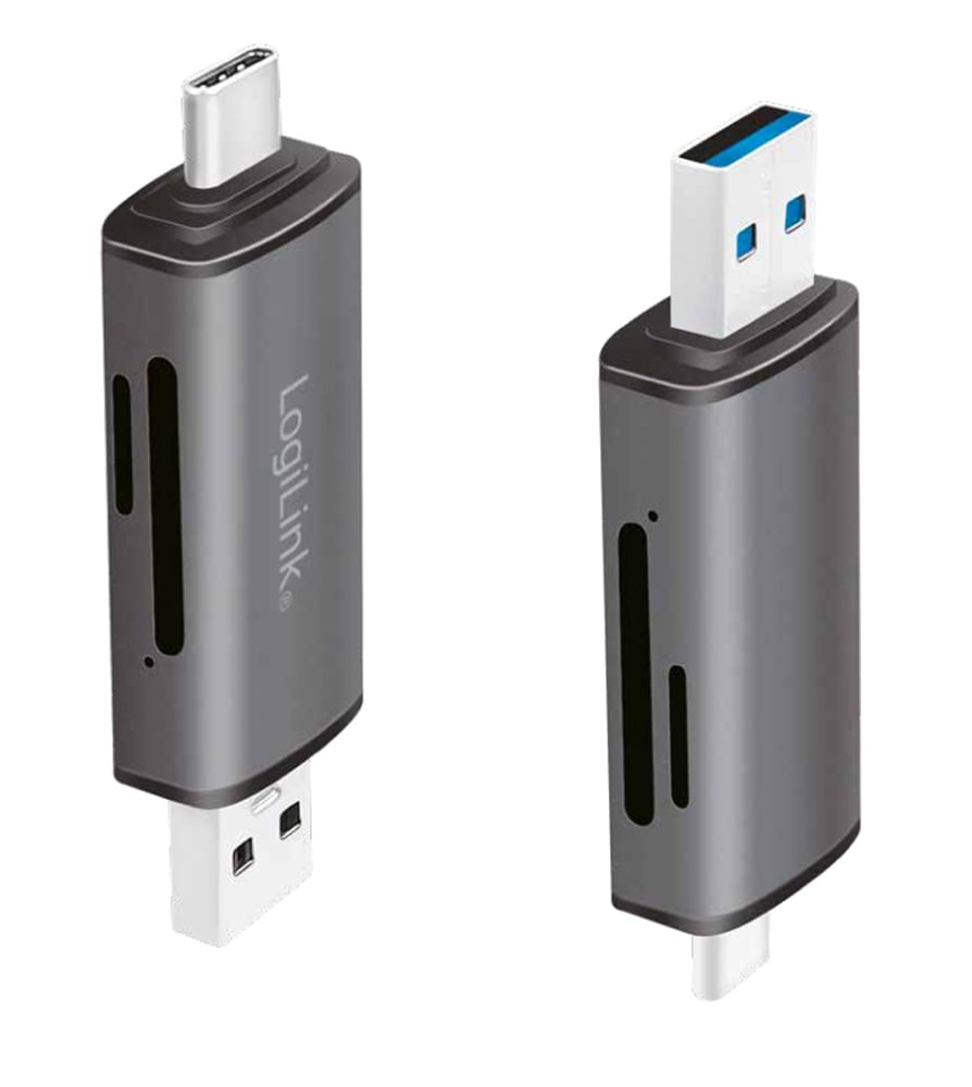 Lettore USB 3.2 Gen 1 di SD e MicroSD con Connessioni USB-C™ e USB A OTG - Logilink IUSB-CARD-043