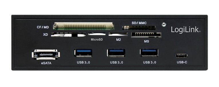 Pannello Frontale 5,25'' Multifunzione con Lettore di Memorie 6 vie - Logilink IUSB-CARD-341