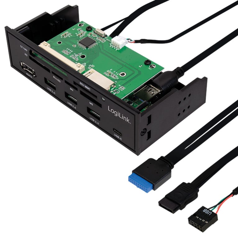 Pannello Frontale 5,25'' Multifunzione con Lettore di Memorie 6 vie - Logilink IUSB-CARD-341