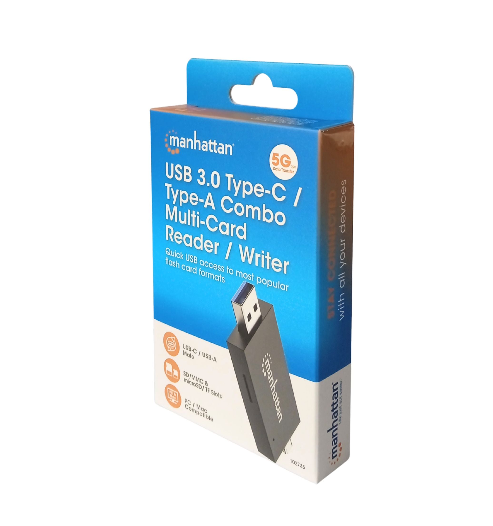 Lettore/Scrittore USB 3.0 Combo USB-C™/USB-A Multi-Schede - Manhattan IUSB-CARD-735